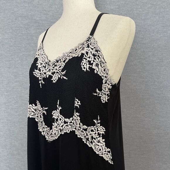 Rachel Roy Black Y2K Slip Dress Size M Coquette Dark Fairy Romantic Dainty Lace - Picture 11 of 11